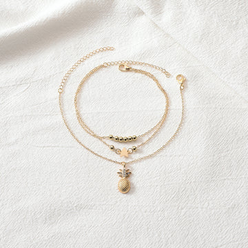 AK168 - Multi-layer round pendant Anklet